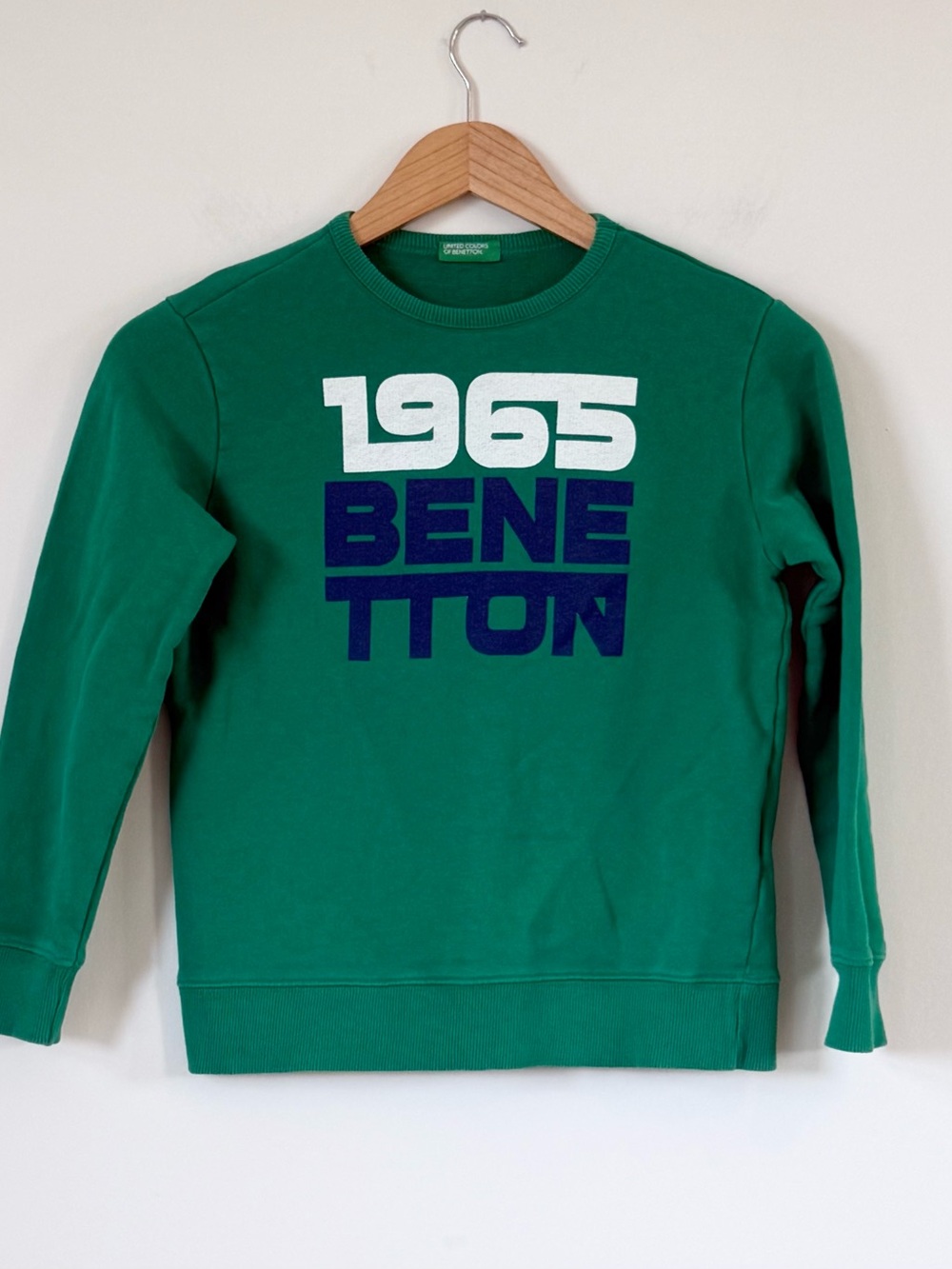 United Colors Of Benetton Kids Kelly Green Crewneck Euro Preppy Sweatshirt